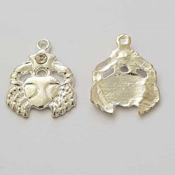 Pendente signo do zod&iacute;aco C&acirc;ncer Metal prateado N&deg;04 com strass