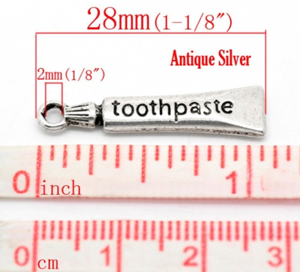 Pendente Tubo de pasta de dentes Prata