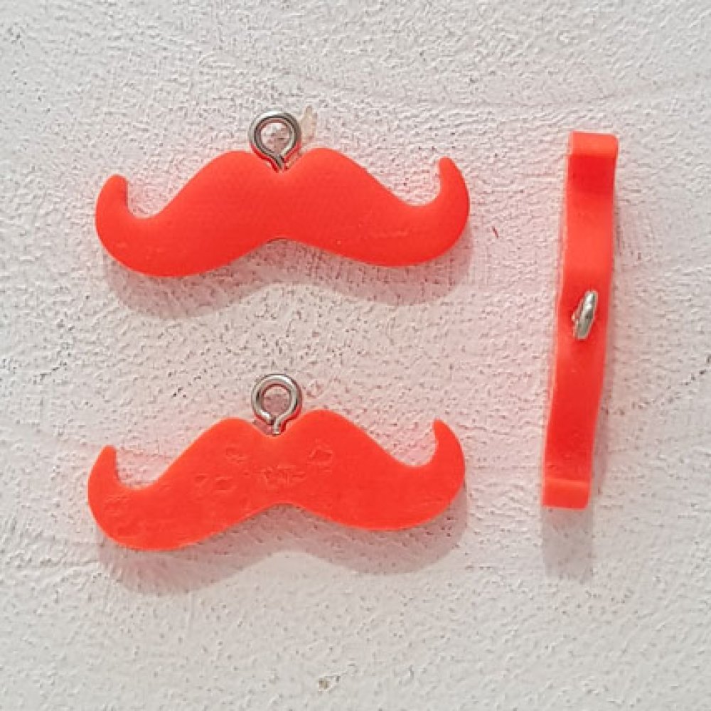 Pendente Moustache N°12 Laranja fluorescente