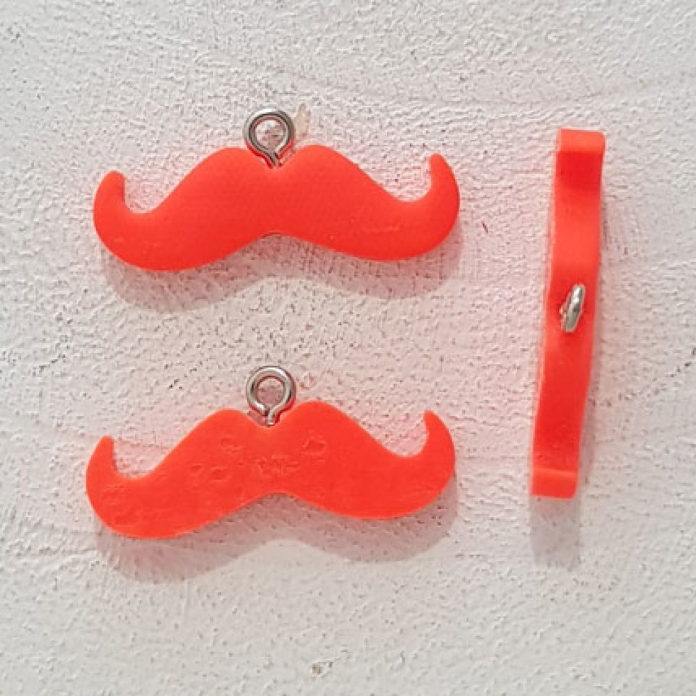 Pendente Moustache N°12 Laranja fluorescente