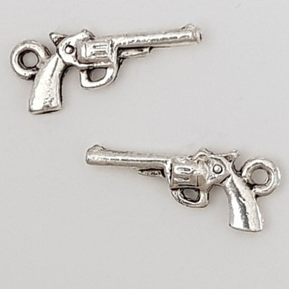 Pistola revólver Charm N°01 Prata x 20 peças