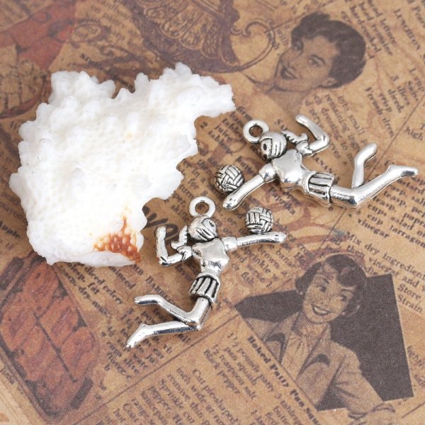 Breloque sport volley-ball argent N&deg;01