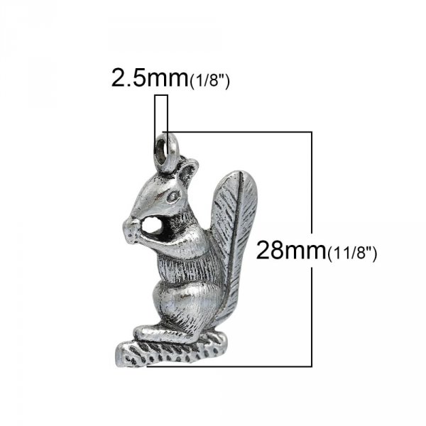Breloque &eacute;cureuil 3D Argent N&deg;01 27 X 17 mm