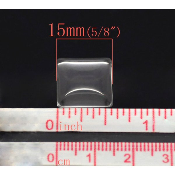 Caboch&atilde;o Quadrado 15 x 15 mm em vidro transparente rebarbado N&deg;26