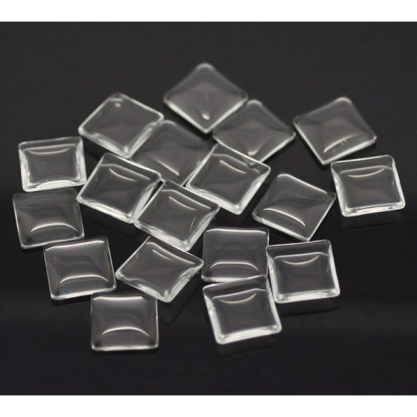 Caboch&atilde;o Quadrado 15 x 15 mm em vidro transparente rebarbado N&deg;26