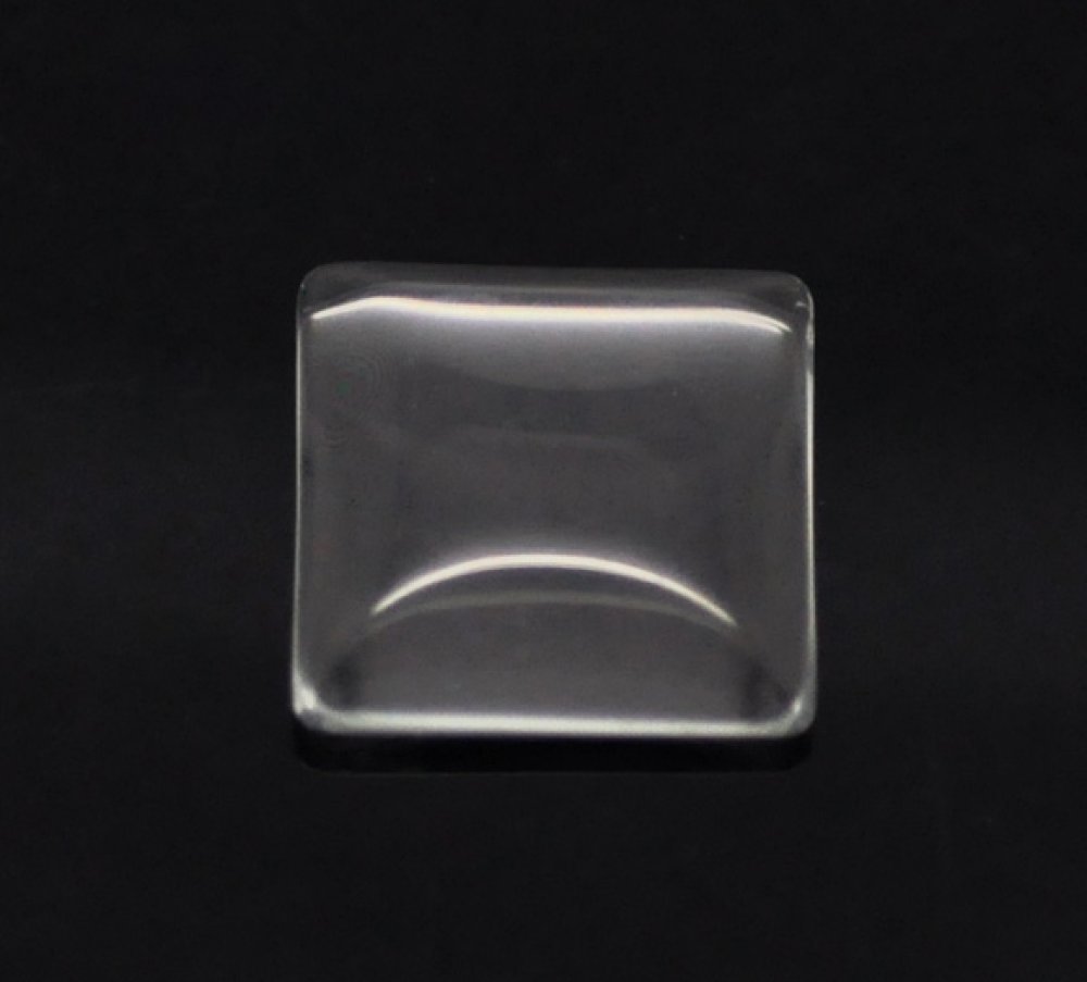 Cabochão Quadrado 15 x 15 mm em vidro transparente rebarbado N°26
