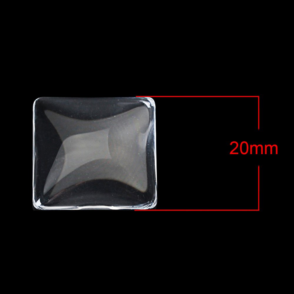 Cabochão quadrado 20 x 20 mm em vidro transparente rebarbado N°27