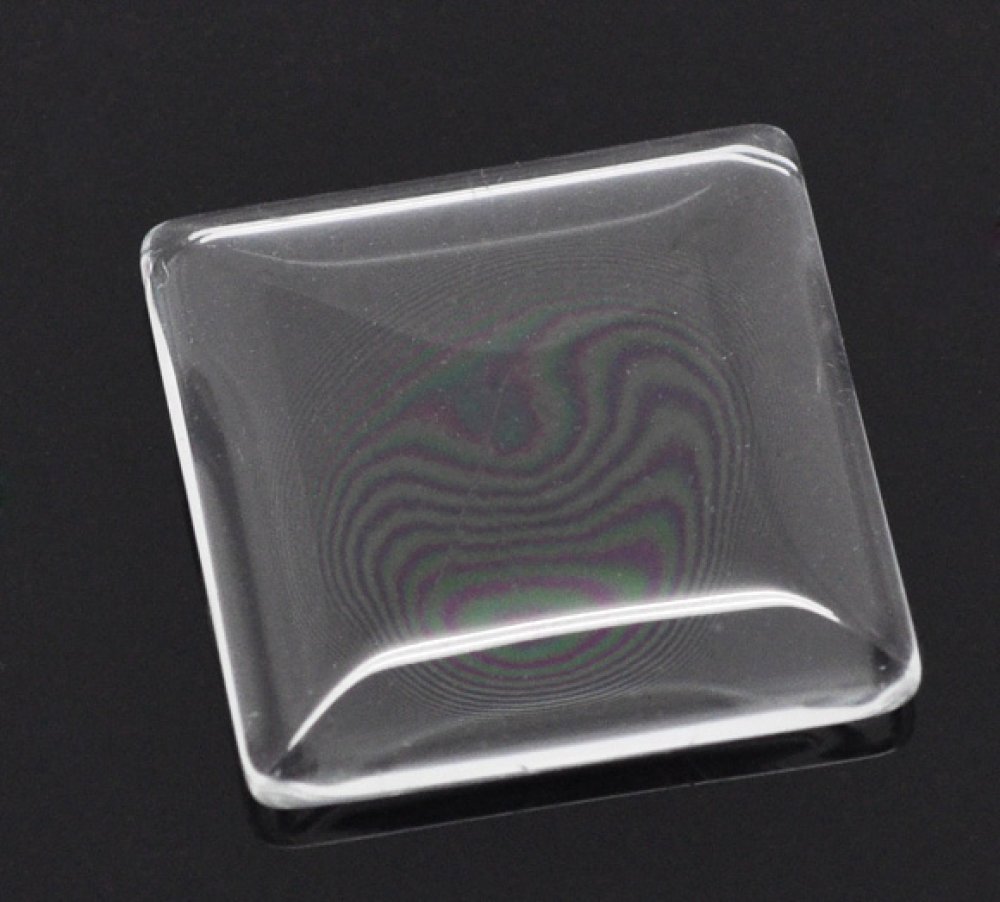 Cabochão Quadrado 25 x 25 mm em vidro transparente rebarbado N°28