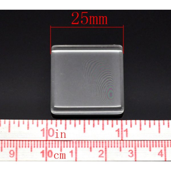 Caboch&atilde;o quadrado 25 x 25 mm em vidro mosaico transparente N&deg;29