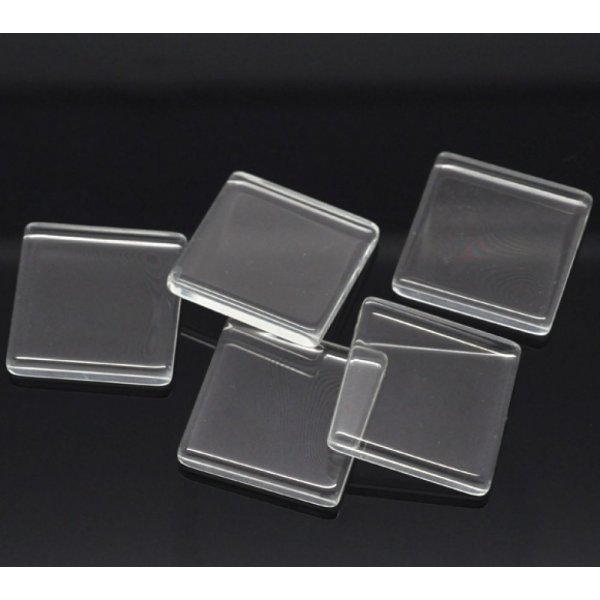 Caboch&atilde;o quadrado 25 x 25 mm em vidro mosaico transparente N&deg;29