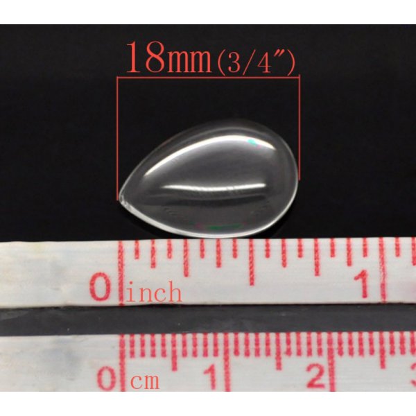 Caboch&atilde;o Gota 13 x 18 mm em vidro transparente rebarbado N&deg;24