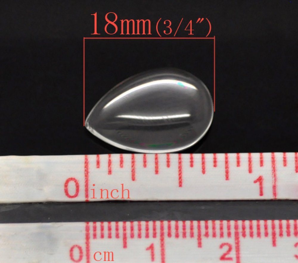 Cabochão Gota 13 x 18 mm em vidro transparente rebarbado N°24