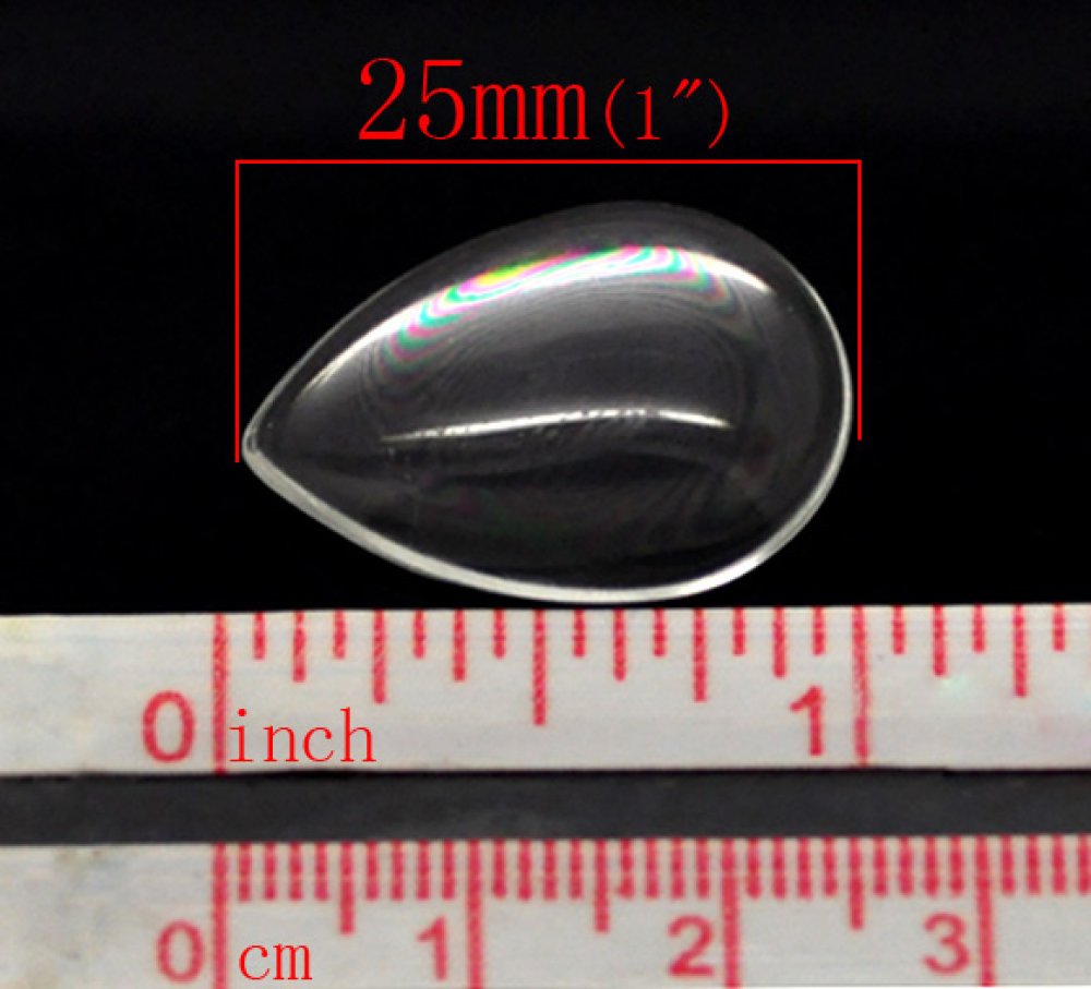 Cabochão Gota 18 x 25 mm em vidro transparente rebarbado N°25