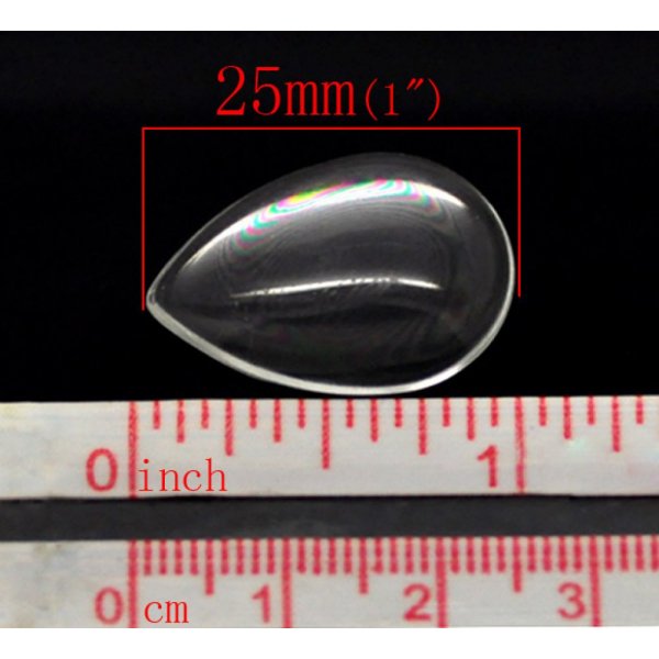 Caboch&atilde;o Gota 18 x 25 mm em vidro transparente rebarbado N&deg;25