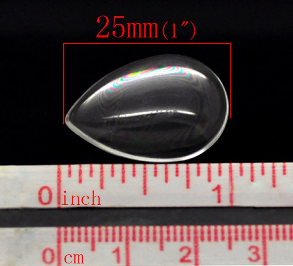 Cabochão Gota 18 x 25 mm em vidro transparente rebarbado N°25