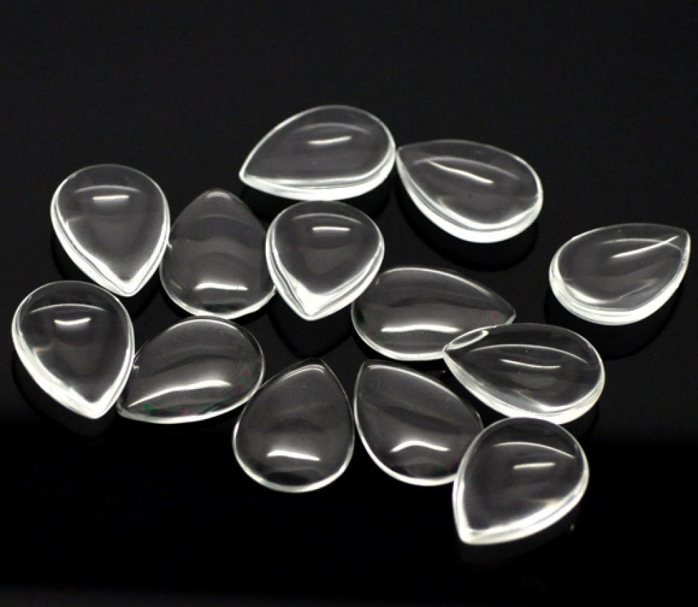 Cabochão Gota 18 x 25 mm em vidro transparente rebarbado N°25