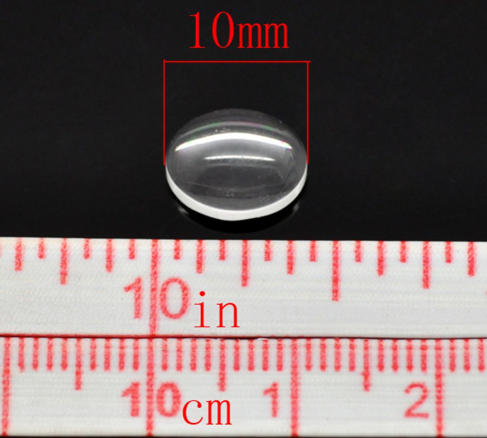 Cabochão oval 08 x 10 mm em vidro transparente rebarbado N°15 por 2 peças