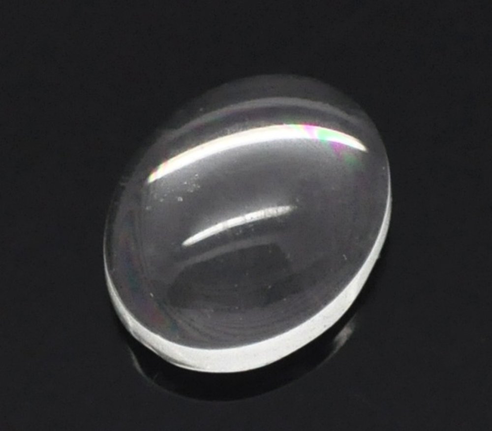 Cabochão oval 08 x 10 mm em vidro transparente rebarbado N°15 por 2 peças