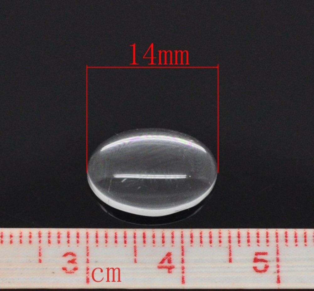 Cabochão oval 10 x 14 mm x 2 peças em vidro transparente rebarbado N°16