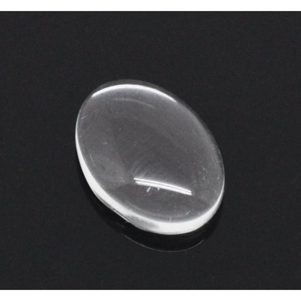 Caboch&atilde;o oval 10 x 14 mm x 2 pe&ccedil;as em vidro transparente rebarbado N&deg;16