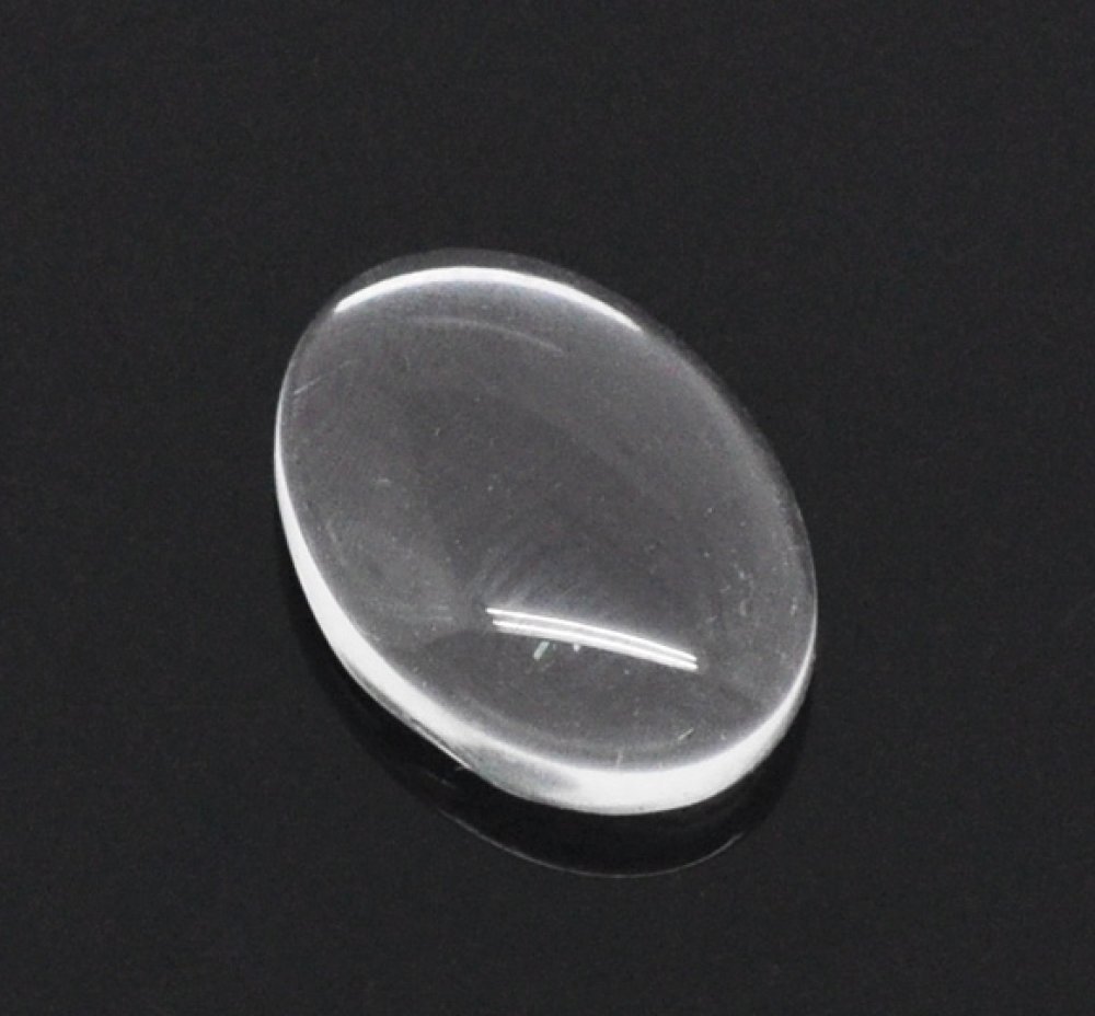 Cabochão oval 10 x 14 mm x 2 peças em vidro transparente rebarbado N°16
