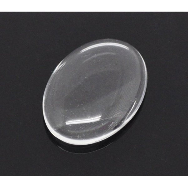 Caboch&atilde;o oval 13 x 18 mm x 2 pe&ccedil;as em vidro transparente rebarbado N&deg;17