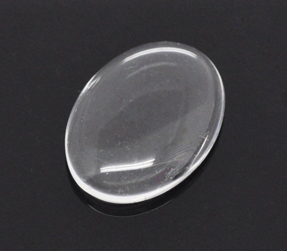 Cabochão oval 13 x 18 mm x 2 peças em vidro transparente rebarbado N°17