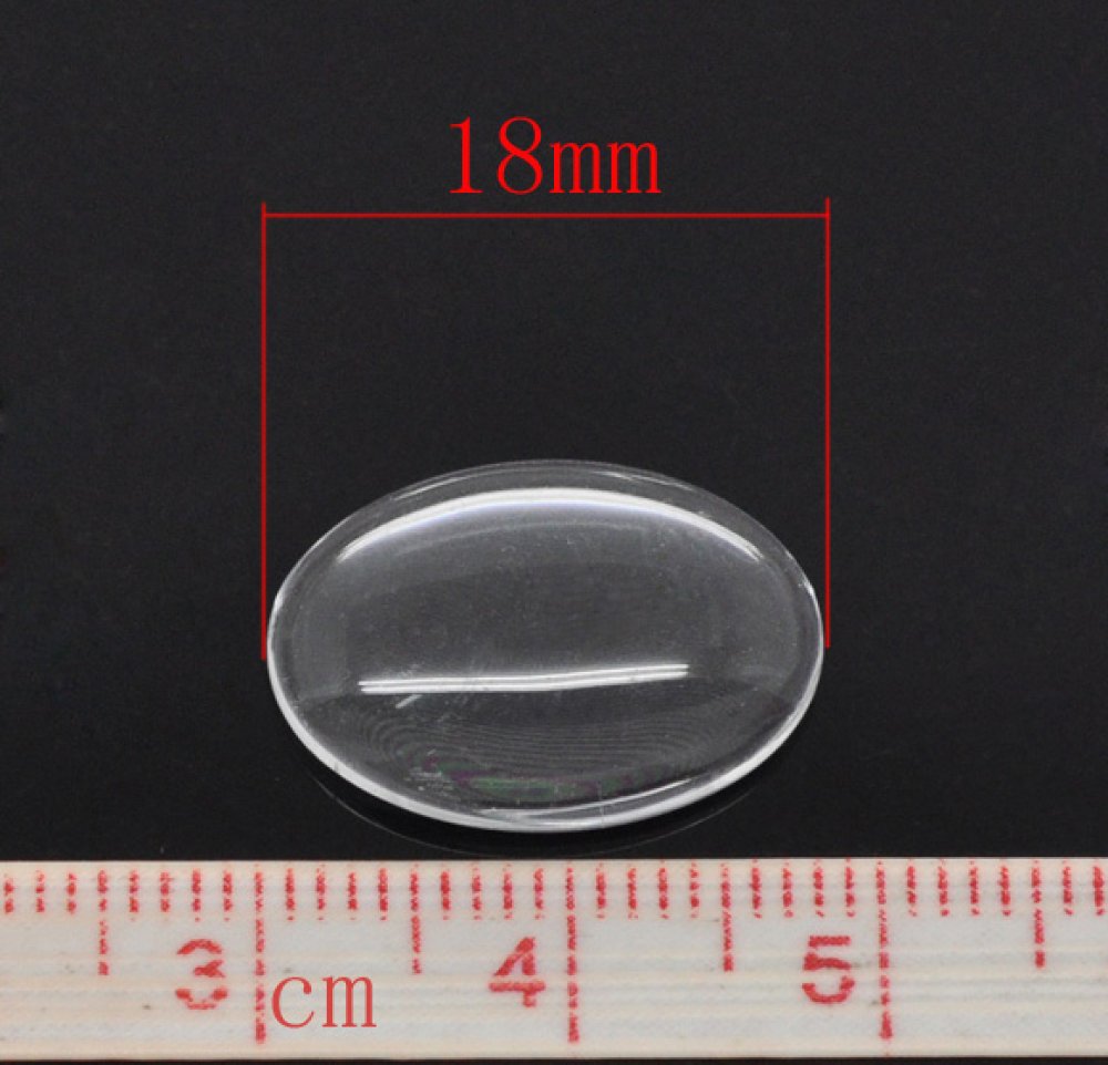 Cabochão oval 13 x 18 mm x 2 peças em vidro transparente rebarbado N°17