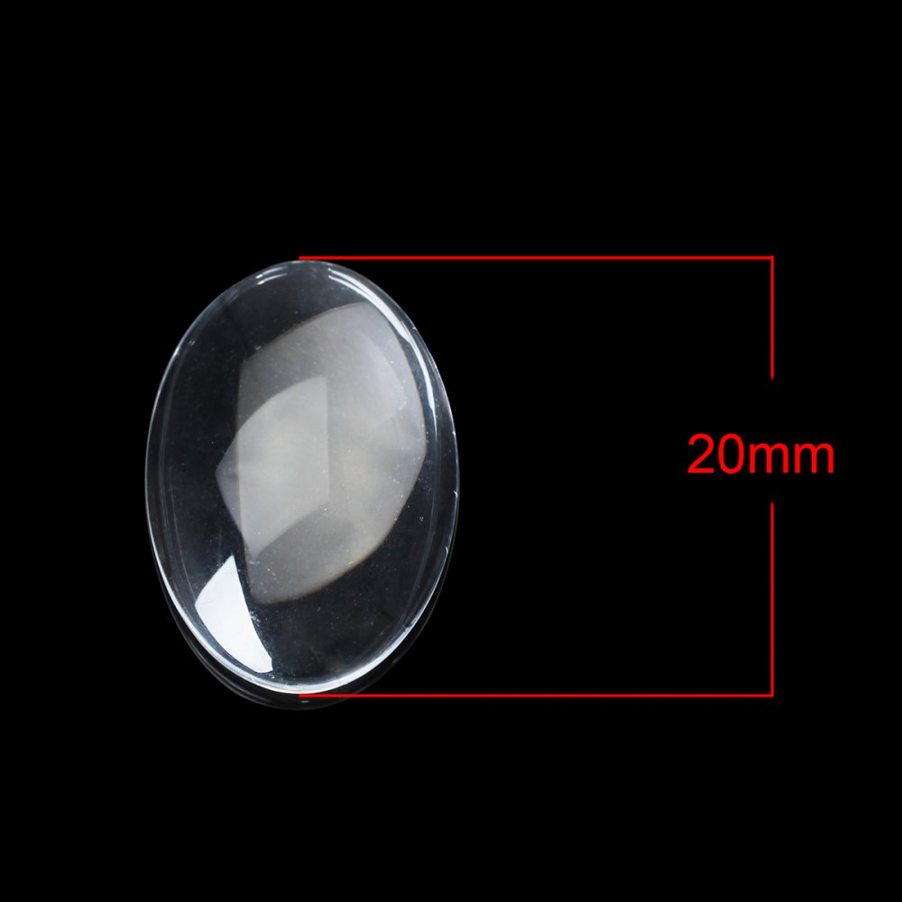 Cabochão oval 15 x 20 mm em vidro transparente rebarbado N°18 por 2 peças