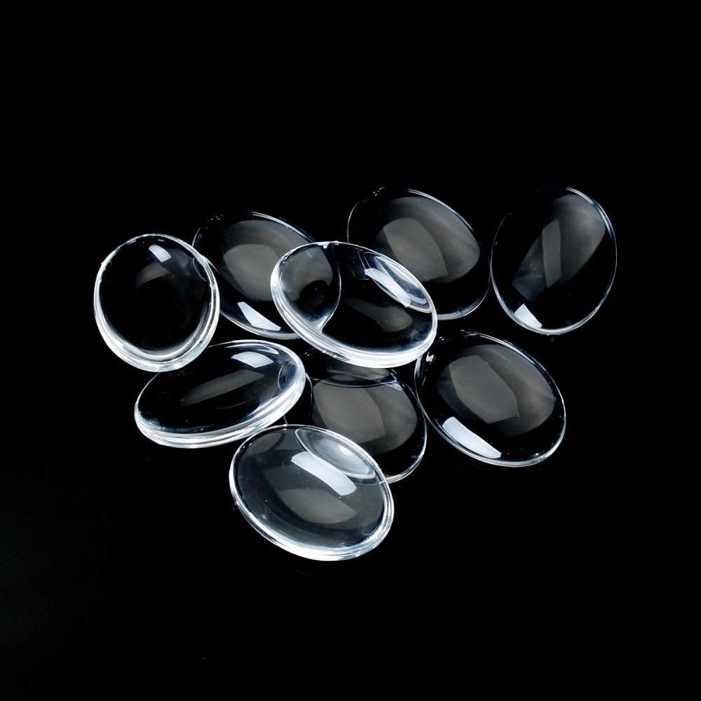 Cabochão oval 15 x 20 mm em vidro transparente rebarbado N°18 por 2 peças