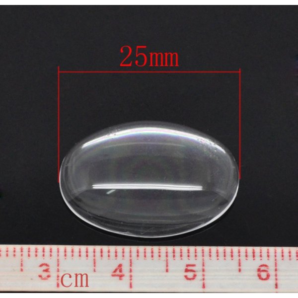 Caboch&atilde;o oval 18 x 25 mm em vidro transparente rebarbado N&deg;19