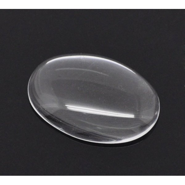Caboch&atilde;o oval 18 x 25 mm em vidro transparente rebarbado N&deg;19
