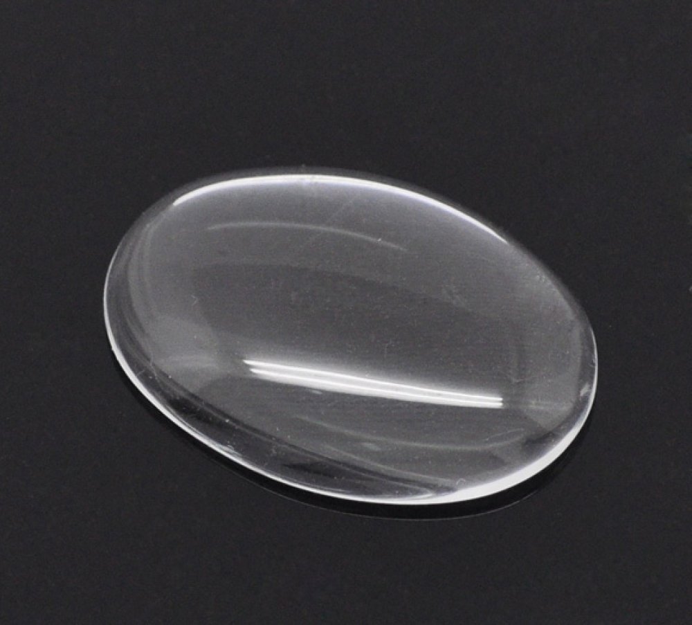 Cabochão oval 18 x 25 mm em vidro transparente rebarbado N°19