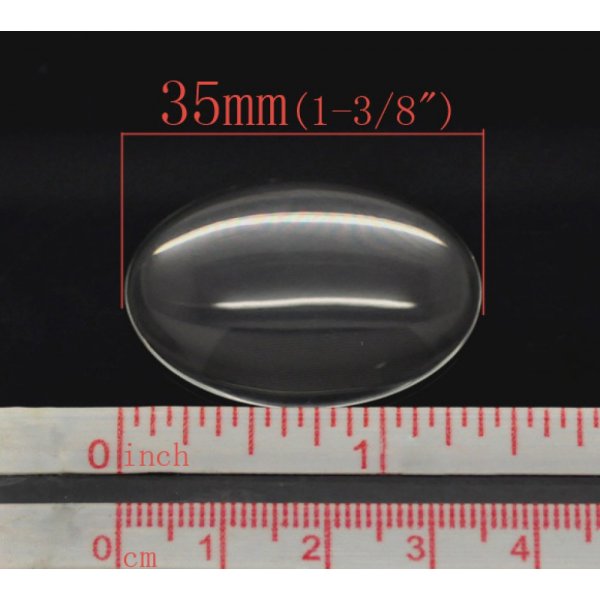 Caboch&atilde;o oval de 25 x 35 mm em vidro transparente rebarbado N&deg;20