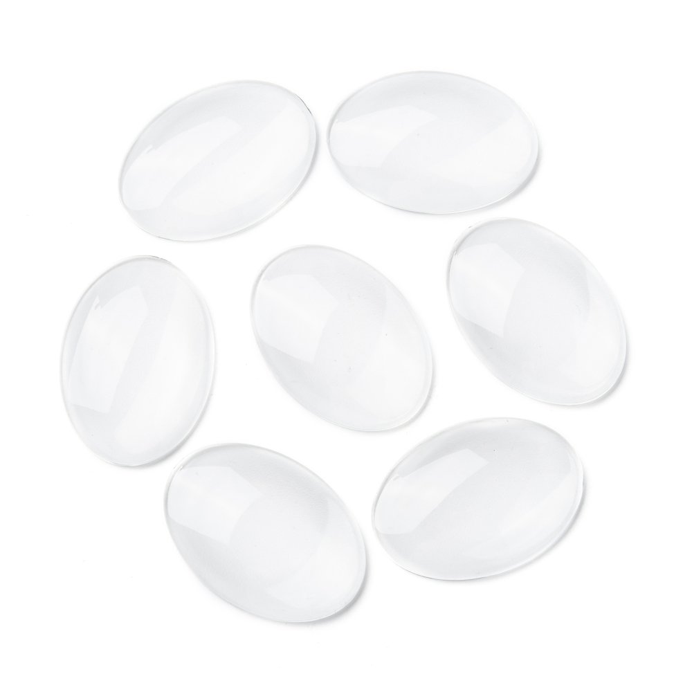 Cabochão oval de 25 x 35 mm em vidro transparente rebarbado N°20