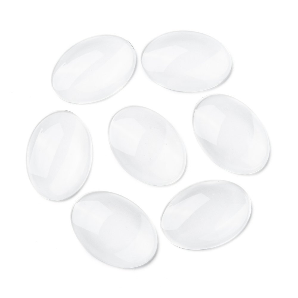 Cabochão oval de 25 x 35 mm em vidro transparente rebarbado N°20