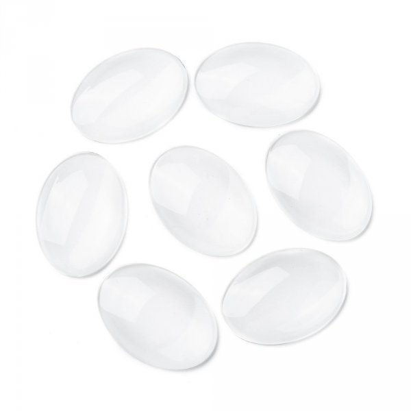 Caboch&atilde;o oval de 25 x 35 mm em vidro transparente rebarbado N&deg;20