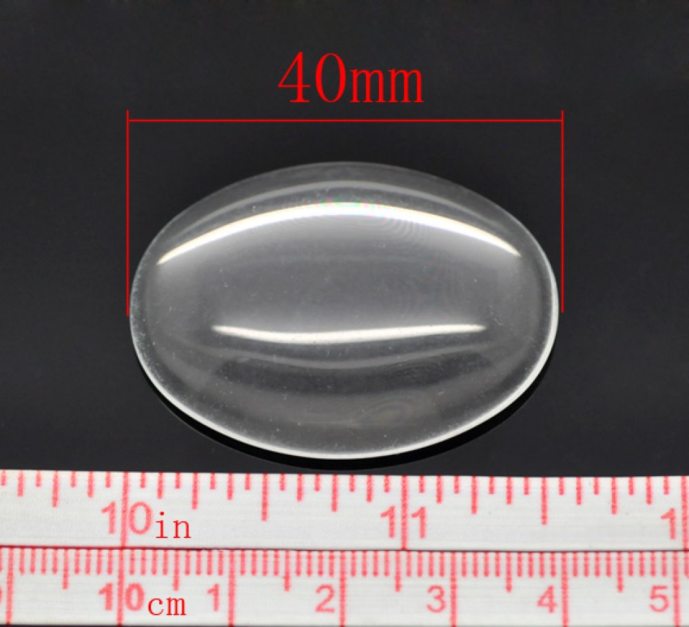 Cabochão oval 30 x 40 mm em vidro transparente rebarbado N°21