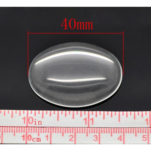 Caboch&atilde;o oval 30 x 40 mm em vidro transparente rebarbado N&deg;21
