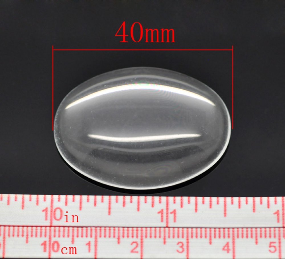 Cabochão oval 30 x 40 mm em vidro transparente rebarbado N°21