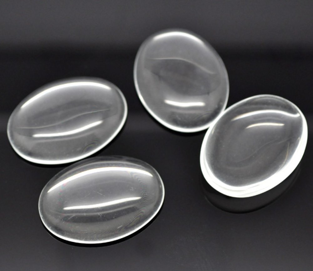 Cabochão oval 30 x 40 mm em vidro transparente rebarbado N°21