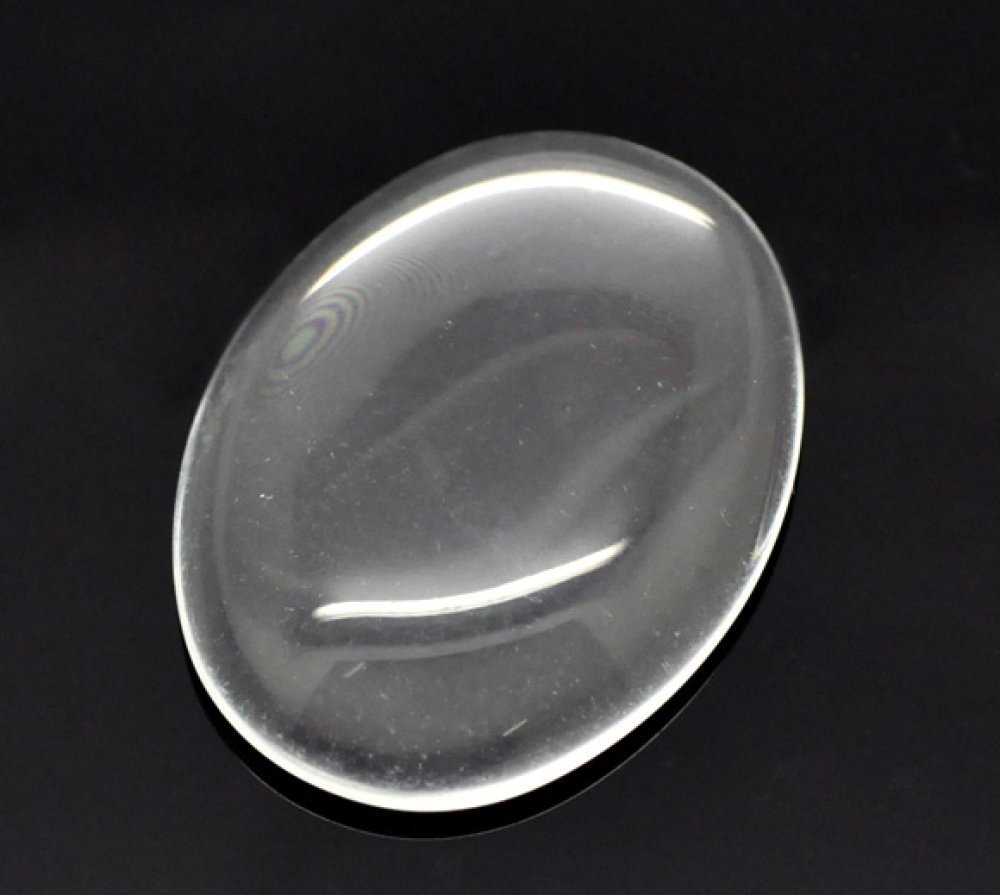 Cabochão oval 30 x 40 mm em vidro transparente rebarbado N°21