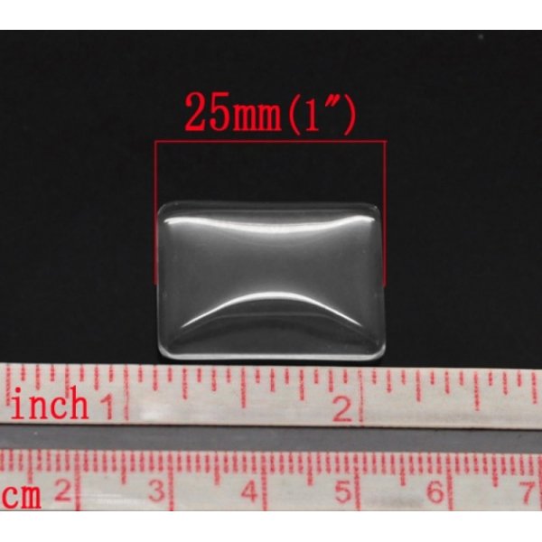 Caboch&atilde;o Rect&acirc;ngulo 18 x 25 mm em vidro transparente rebarbado N&deg;29