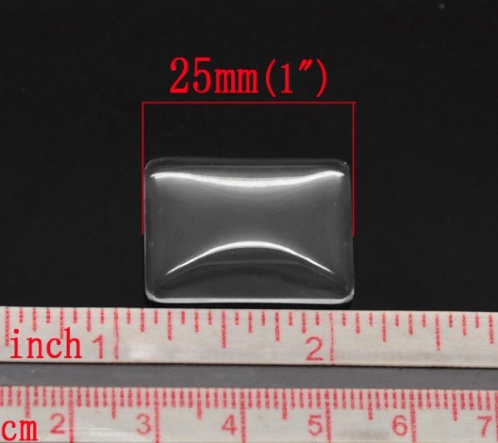 Cabochão Rectângulo 18 x 25 mm em vidro transparente rebarbado N°29