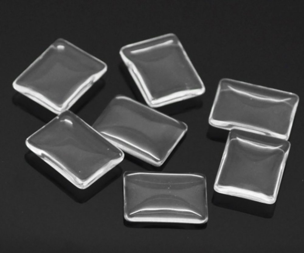Cabochão Rectângulo 18 x 25 mm em vidro transparente rebarbado N°29