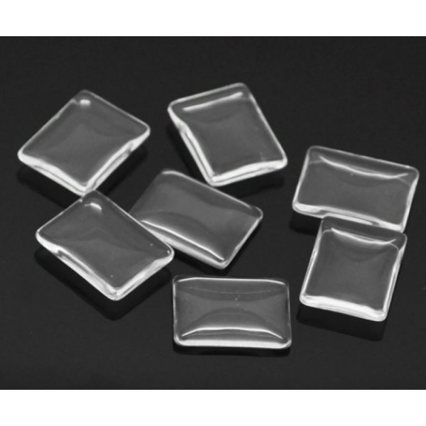 Caboch&atilde;o Rect&acirc;ngulo 18 x 25 mm em vidro transparente rebarbado N&deg;29