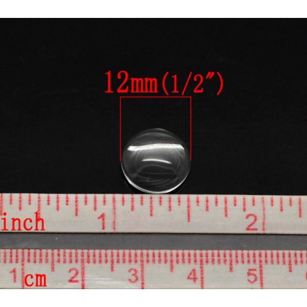 Caboch&atilde;o redondo de 12 mm em vidro transparente com rebarba N&deg;03