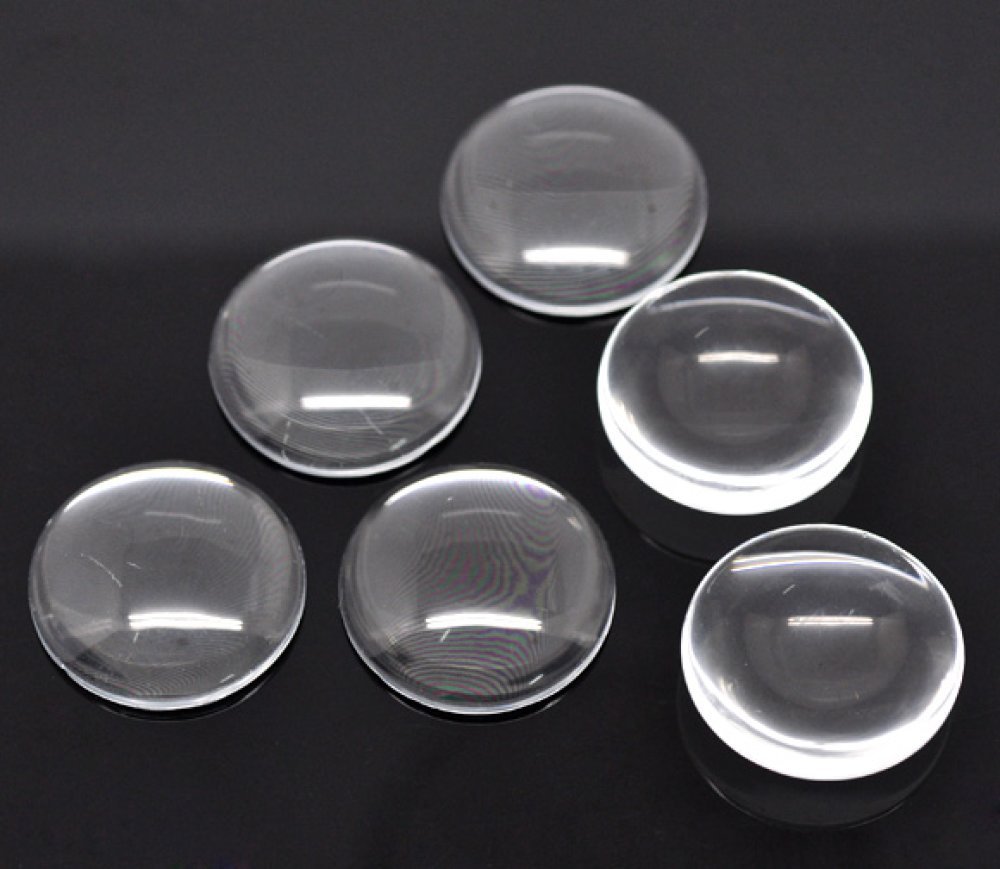 Cabochão redondo 30 mm em lente de aumento transparente N°13