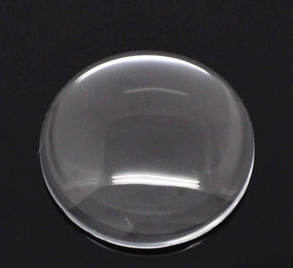 Cabochão redondo 30 mm em lente de aumento transparente N°13