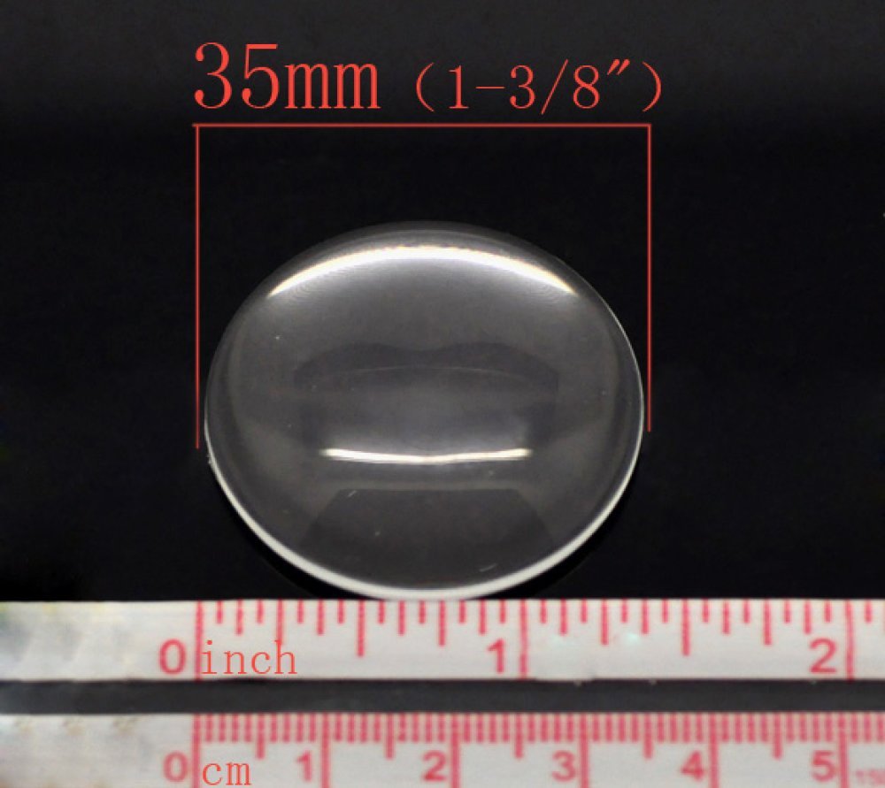 Cabochão redondo 35 mm em lupa transparente N°14